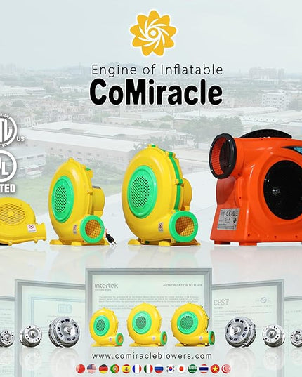 CoMiracle Air Blowers, 750 Watt 1.0 HP Inflatable Bounce House Air Blower, Outdoor Inflatable Castle and Jump Slides Blower - LeafyLoom