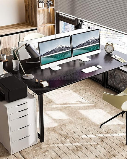 Coleshome 63 Inch Computer Desk, Modern Simple Style Desk for Home Office, Study Student Writing Desk,Black - LeafyLoom