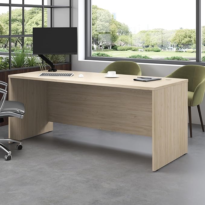Bush Business Furniture Studio C Office Desk, Computer Table for Home or Professional Workspace, 72W x 30D, Natural Elm - LeafyLoom