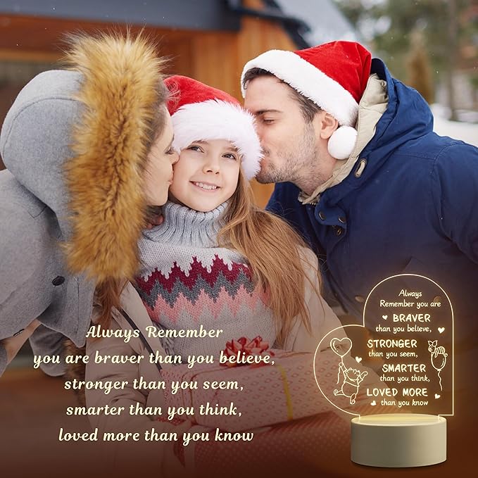 Gifts for Women Friends Kids - Inspirational Night Lamp with Pooh Bear Design - Perfect Gifts for Birthday Christmas Valentines Anniversary Baby Shower, Show Strength and Love - LeafyLoom