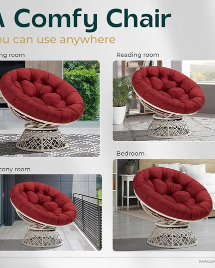 Bme Papasan Chair, Cherry Sangria - White Base - LeafyLoom
