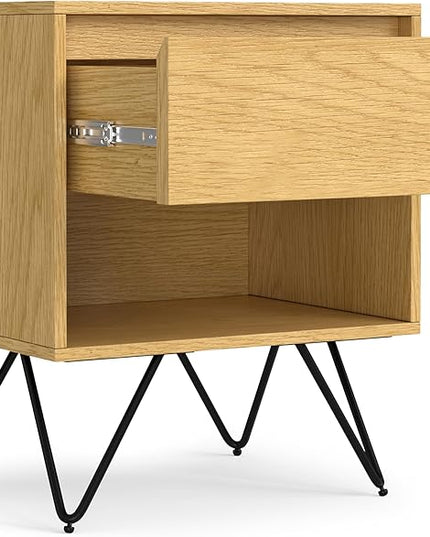 SIMPLIHOME Hunter Nightstand, 20 inch, Oak - LeafyLoom