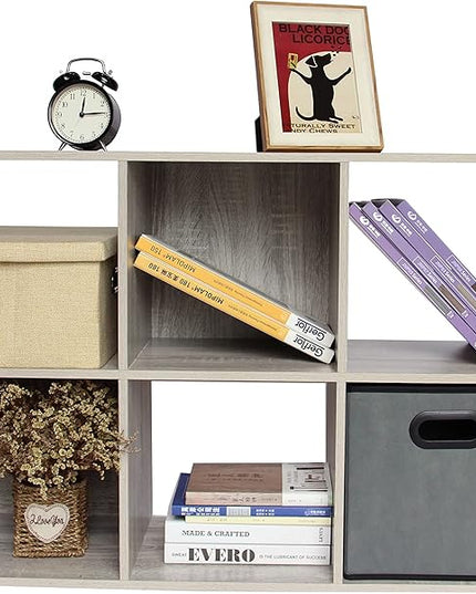 PACHIRA E-Commerce 6 Cube Storage Organizer, Unit Shelf, Closet Cabinet, Bookshelf File Organizer Rack in Living Room, Bedroom, Study OAK GREY - LeafyLoom