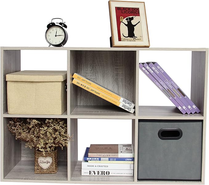 PACHIRA E-Commerce 6 Cube Storage Organizer, Unit Shelf, Closet Cabinet, Bookshelf File Organizer Rack in Living Room, Bedroom, Study OAK GREY - LeafyLoom