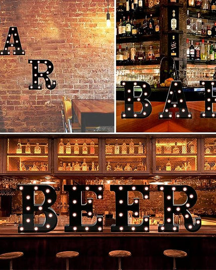 Light Up Black Alphabet Marquee Letters Sign LED Marquee Number Lights Sign for Night Light Home Bar Christmas Lamp Wedding Party Birthday Decoration J - LeafyLoom