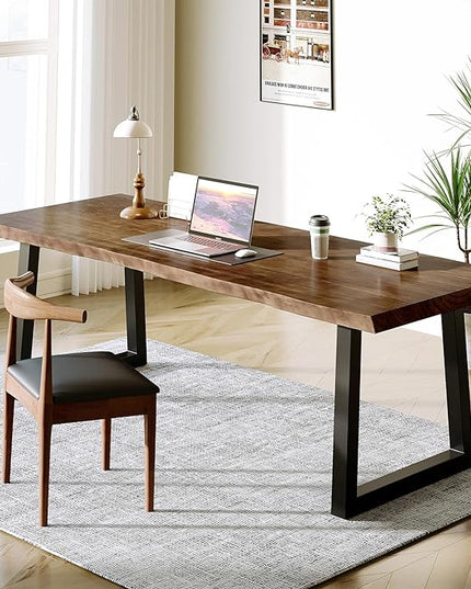 Desk / 55 inches,Solid Wood Desk Classical Style Home Office Desks/New Chinese Style Computer Table/Wooden Desk/Brown Desk - LeafyLoom