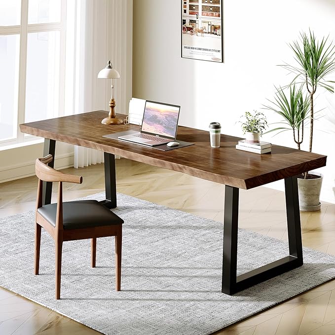Desk / 55 inches,Solid Wood Desk Classical Style Home Office Desks/New Chinese Style Computer Table/Wooden Desk/Brown Desk - LeafyLoom