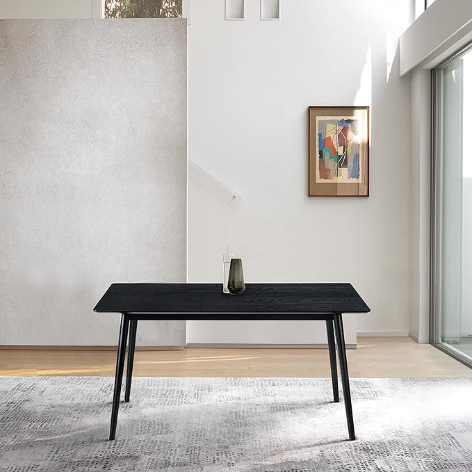 Armen Living Westmont 59" Rectangular Wood Dining Table, Black - LeafyLoom
