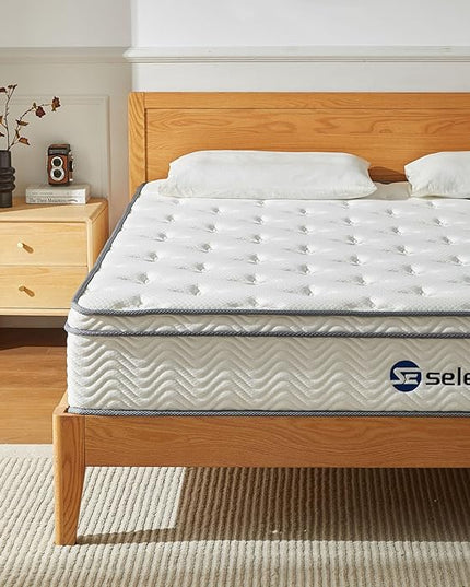 King Size Mattress, 10 Inch King Mattress with Pocket Spring and Memory Foam for Pressure Relief, Motion Isolation, Edge Support, Medium Firm Mattress in a Box, CertiPUR-US, White - LeafyLoom