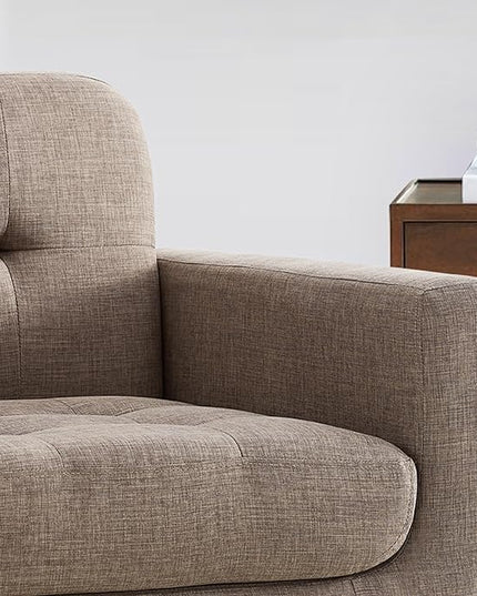 ROSEVERA Elena Contemporary Accent Armchair with Linen Upholstery Living Room Furniture, Brown - LeafyLoom