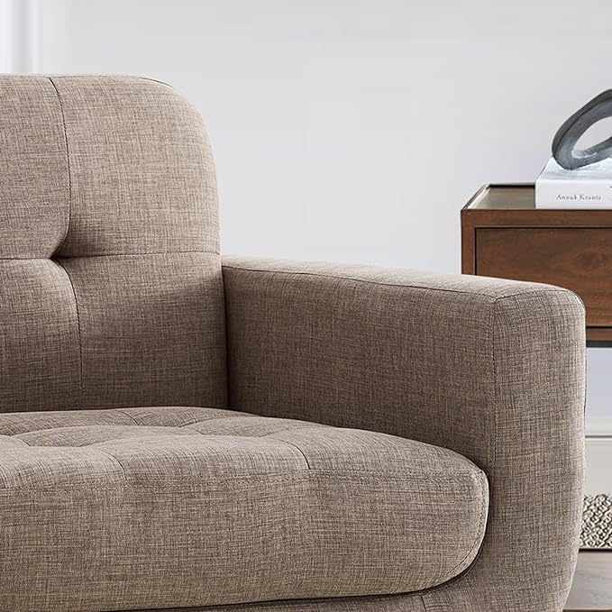 ROSEVERA Elena Contemporary Accent Armchair with Linen Upholstery Living Room Furniture, Brown - LeafyLoom