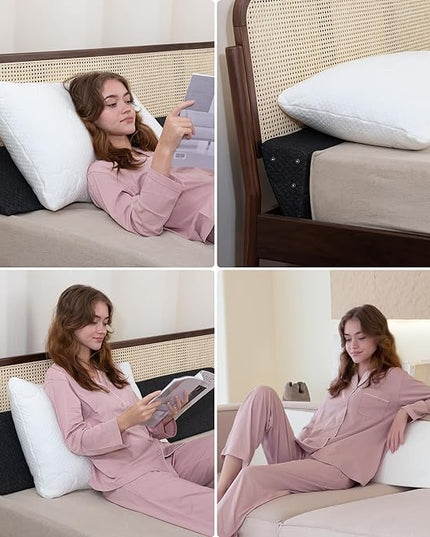 Bed Wedge Pillow,Headboard Pillow,Mattress Wedge,Close The Gap (0-8") Between Your Mattress and Headboard,Bed Gap Filler (Grey, King) - LeafyLoom