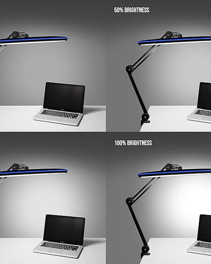 Neatfi XL 2,200 Lumens LED Task Lamp, 24W, 117 Pcs SMD LED, 23 Inches Ultra Wide Lamp, 4 Level Brightness Dimmable, Eye-Caring LED Lamp, Glare Free (Non-CCT with Clamp, Black) - LeafyLoom