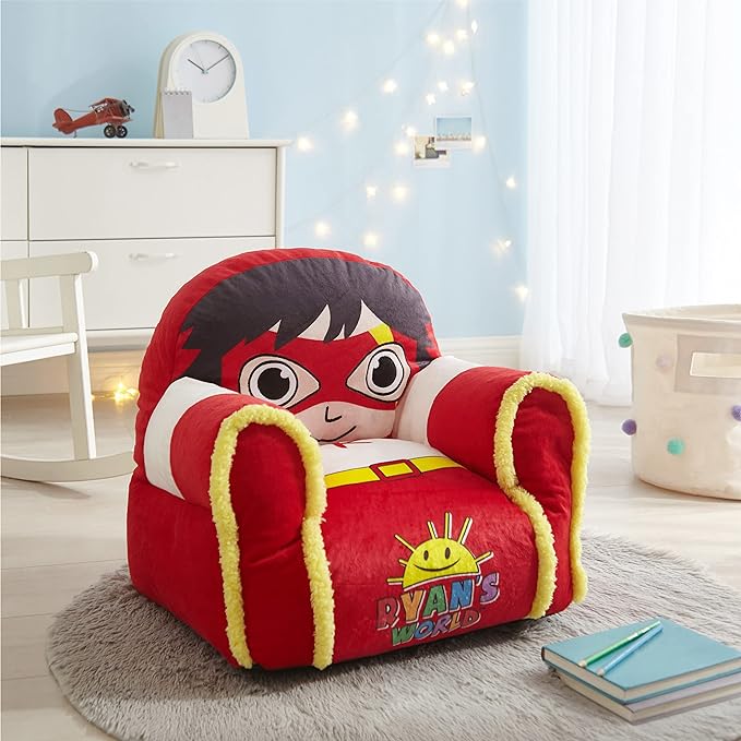 Idea Nuova Ryan's World Plush Bean Bag Chair with Sherpa Trim Red - LeafyLoom