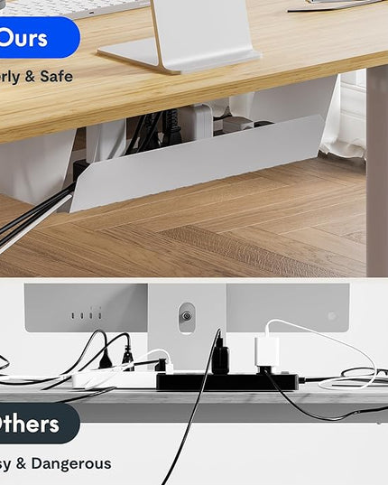 FLEXISPOT Adjustable Desk Quick Assembly Electric Standing Desk with 48 x 24 Inches Whole-Piece Ergonomic Memory Controller Sit Stand Desk(White Frame + 48" Bamboo Texture Desktop) - LeafyLoom