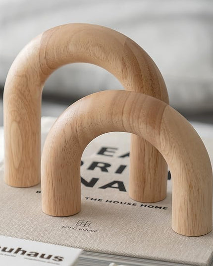 Wood Arch Decorative Objects - Suitable for Coffee Table Decor, Neutral Home Decor for Shelves, Shelf Decor Aesthetic, Modern Bookshelf Decor, Entryway Decor, Home Decorations for Living Room - LeafyLoom