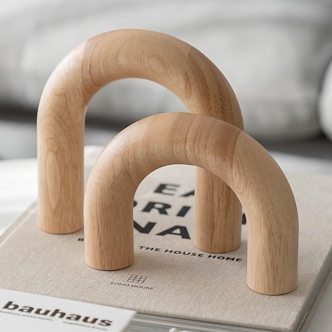 Wood Arch Decorative Objects - Suitable for Coffee Table Decor, Neutral Home Decor for Shelves, Shelf Decor Aesthetic, Modern Bookshelf Decor, Entryway Decor, Home Decorations for Living Room - LeafyLoom