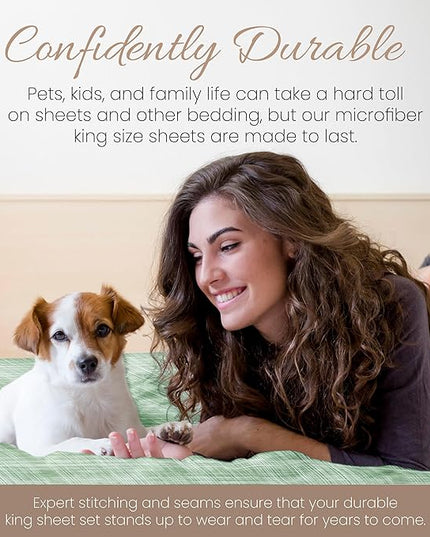 Linen Market 4 Piece King Bedding Sheet Set (Forest Thatch) - Sleep Better Than Ever with These Ultra-Soft & Cooling Bed Sheets for Your King Size Bed - Deep Pocket Fits 16" Mattress - LeafyLoom