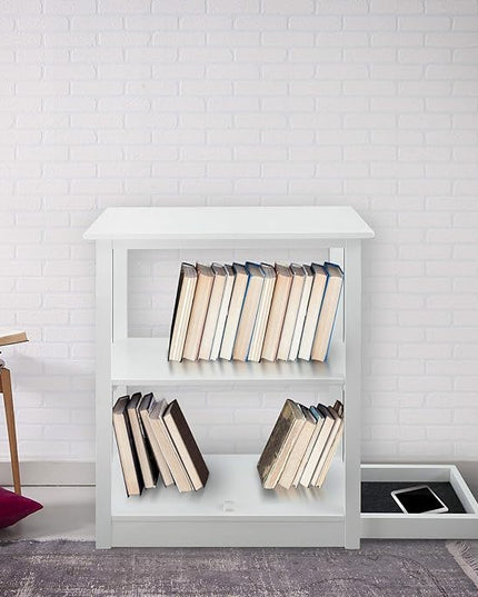 Casual Home Adams Bookcase Sliding Track, Concealment Furniture, White - LeafyLoom
