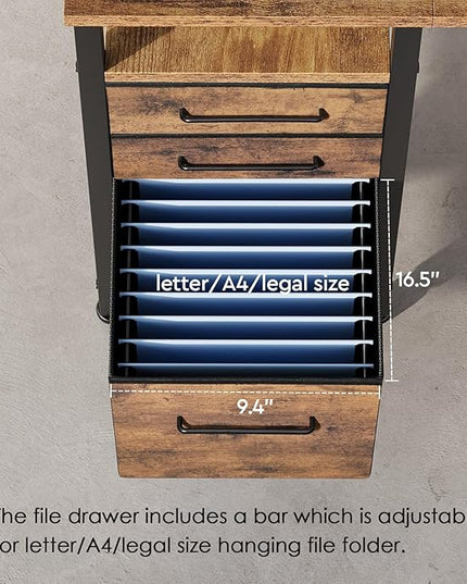 Ｍａｉｈａｉｌ Maihail Small Desk with Drawers, 40 inch Computer Desk with Shelves, Writing Desk with Storage, Small Office Desk with Metal Frame, Rustic Brown2 - LeafyLoom