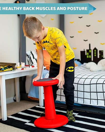 Studico ActiveChairs Kids Wobble Stool, Flexible Elementary Classroom Seating, Improves Focus, Posture and Helps ADHD/ADD, Sensory Chair, Active Fidget Chairs, Pre-Teen 17.75" Chair, Ages 7-12, Red - LeafyLoom