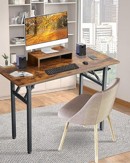 TEMI Foldable Desks for Small Spaces - Quick and Easy Setup Portable Desk. Folding Table for Office, Bedroom, or Outdoor Activities. Small Foldable Desk Functions, as a Computer Table and Study Desk - LeafyLoom