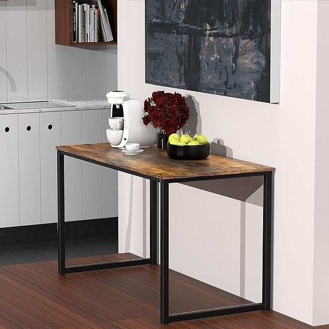SHW Home Office 40-Inch Computer Desk, Rustic Brown - LeafyLoom