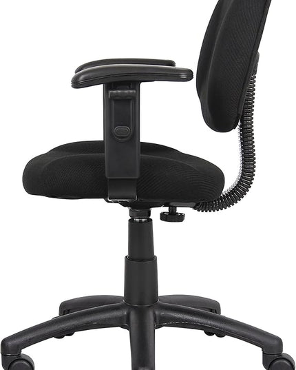 Boss Office Products Perfect Posture Delux Fabric Task Chair with Adjustable Arms in Black - LeafyLoom