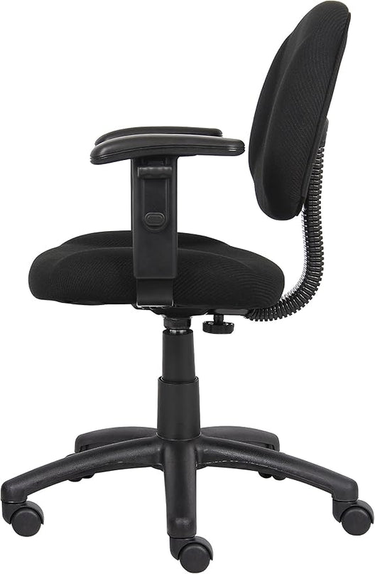 Boss Office Products Perfect Posture Delux Fabric Task Chair with Adjustable Arms in Black - LeafyLoom