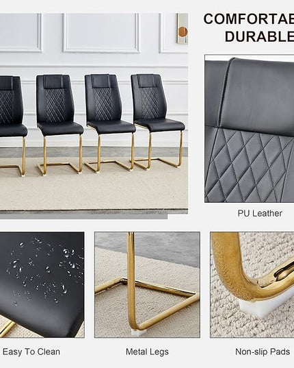 NicBex Haerin-SD-00306-LWJ Dining Chairs, 16"x19"x38", Black and Gold - LeafyLoom