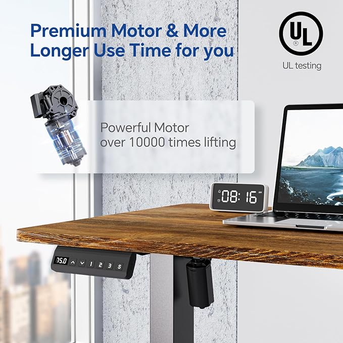 Motorized Standing Desks, Electric Stand Up Desk with Ultra Stable Construction and Cable Management,adjustable Height Desk with Memory Preset Design for Home Office Use 48x24 in Natural - LeafyLoom
