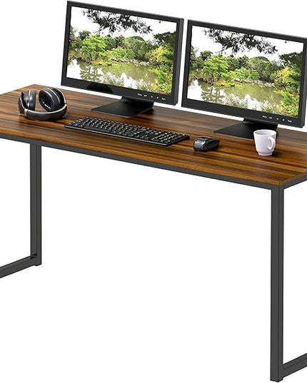 SHW Home Office 48-Inch Computer Desk, 24" Deep, Walnut - LeafyLoom