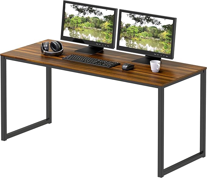 SHW Home Office 48-Inch Computer Desk, 24" Deep, Walnut - LeafyLoom