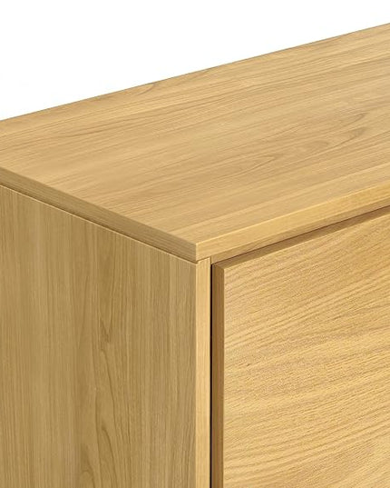 SIMPLIHOME Lowry 60 Inch Wide Rectangle Modern Industrial Sideboard Buffet in OAK WOOD, For the Dining Room and Kitchen - LeafyLoom