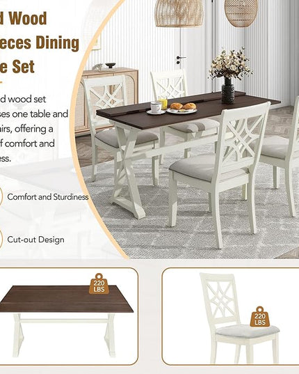 NicBex Small Kitchen Table Set for 4 Dining Room Set 5-Piece Extendable Rubber Wood Dining Table Set with X-Shape Legs for Small Space, Apartment, Studio, Beige - LeafyLoom