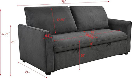 3 in 1 Oversized Convertible Loveseat Sleeper Sofa Bed,Soft Corduroy Upholstered Queen Love Seats Sofabed W/Pull Out Sleep Couch,Comfortable Cushions and Padded Armrests for Living Room - LeafyLoom