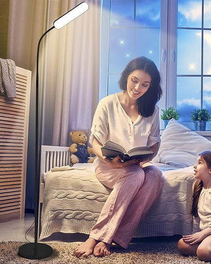 Floor Lamp, RGB Color Changing Dimmer Bright LED Floor Lamp with Stepless Adjustable 3000K-6000K, Smart Remote Control Modern Standing Floor Lamp for Bedroom, Reading, Gaming Room - LeafyLoom