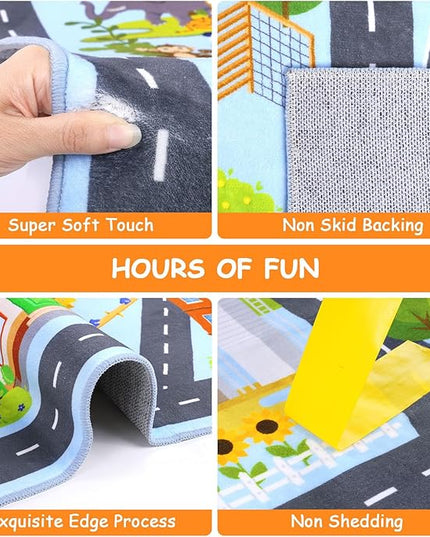 HEBE Kids Play Rug 4'x6' ABC Alphabet Numbers Shapes Educational Kid Area Rug Washable Baby Crawling Mat Non Slip Kid Play Mat Carpet for Girl Boy Bedroom Playroom - LeafyLoom