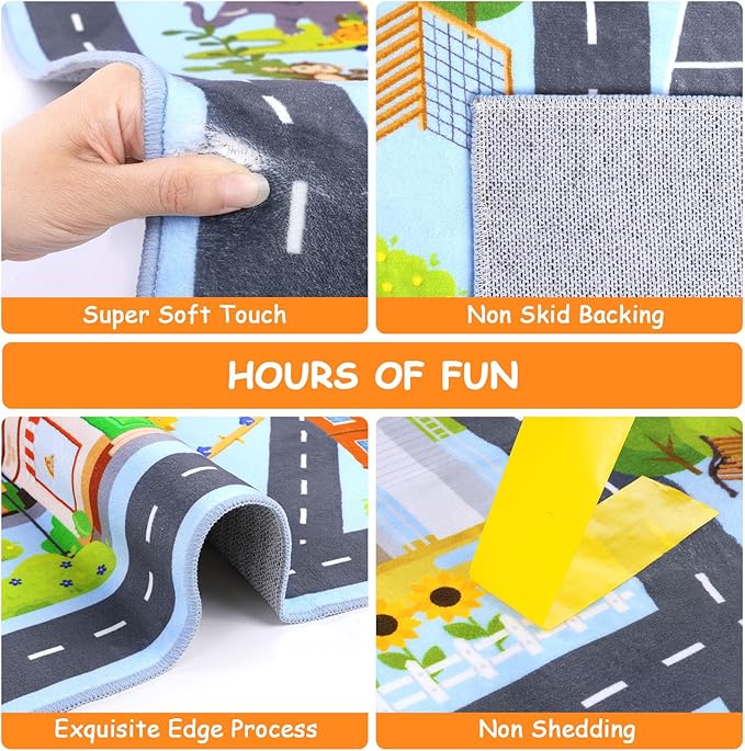 HEBE Kids Play Rug 4'x6' ABC Alphabet Numbers Shapes Educational Kid Area Rug Washable Baby Crawling Mat Non Slip Kid Play Mat Carpet for Girl Boy Bedroom Playroom - LeafyLoom