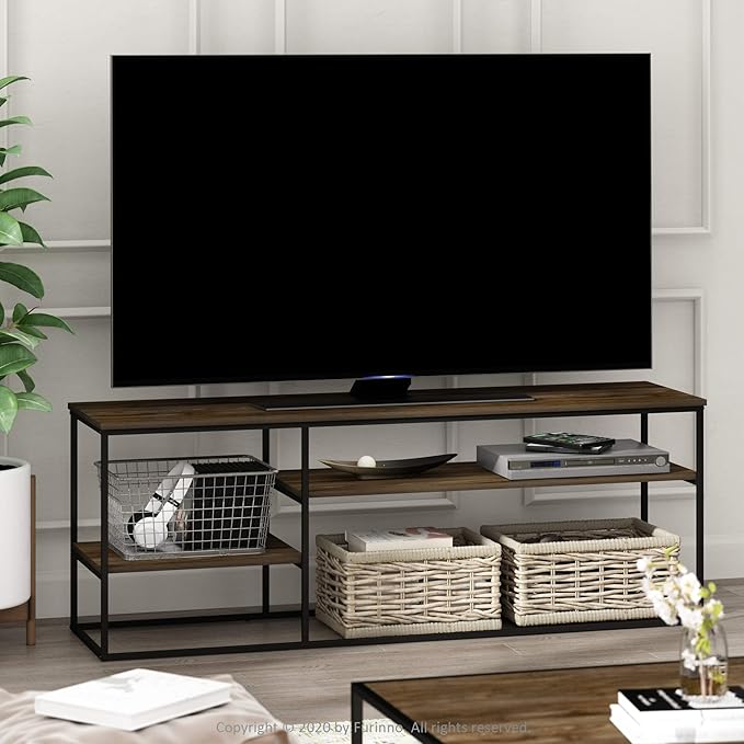 Furinno Moretti Modern Lifestyle TV Stand, Columbia Walnut - LeafyLoom