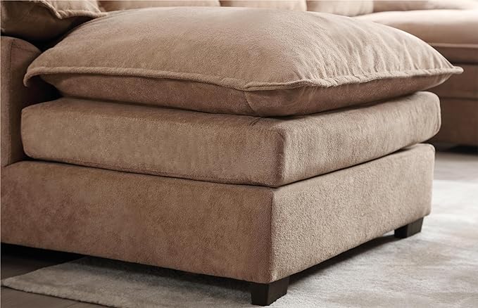 U Shaped Symmetrical Sectional Couch with Waist Poillows and Detachable Pillow Armrest, 6 Seater Oversized Modular Lounge Sofa with Double Chaise & Memory Foam for Living Room Apartment - LeafyLoom