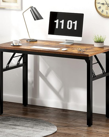 Need 39.4 inches Computer Desk for Small Space Small Folding Table Small Writing Desk Compact Desk Foldable Desk with BIFMA Certification, No Install Needed, Rustic Brown AC5-10060-FB - LeafyLoom