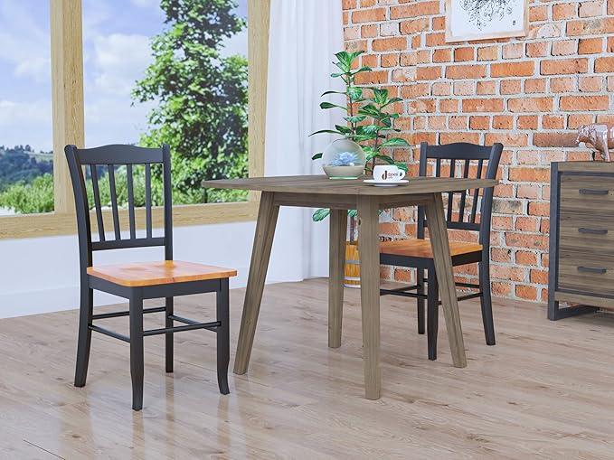 Boraam Shaker Chair, Black/Oak, Set of 2 - LeafyLoom