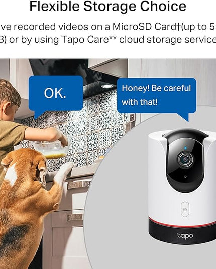 TP-Link Tapo 2K QHD Pan/Tilt Wi-Fi Camera | Apple HomeKit | Physical Privacy Mode | Color Night Vision | Motion Tracking | 2-Way Audio | Local/Cloud Storage | Works w/Alexa&Google Home | (Tapo C225) Tapo