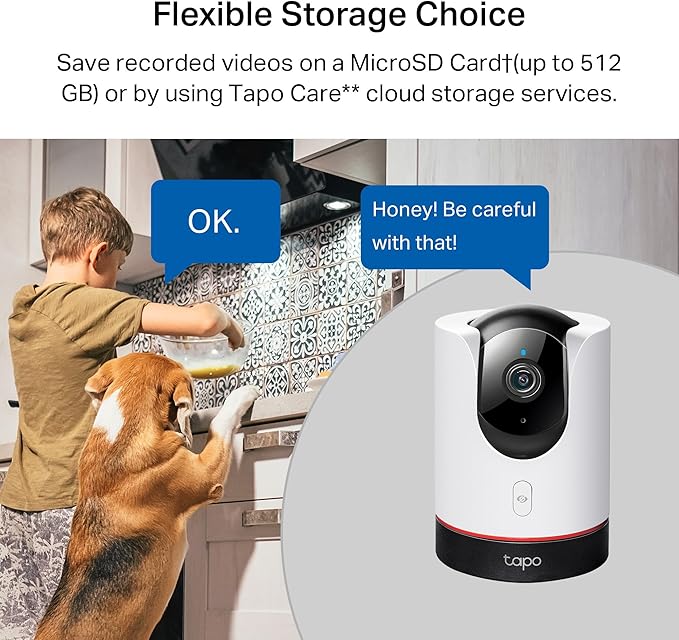 TP-Link Tapo 2K QHD Pan/Tilt Wi-Fi Camera | Apple HomeKit | Physical Privacy Mode | Color Night Vision | Motion Tracking | 2-Way Audio | Local/Cloud Storage | Works w/Alexa&Google Home | (Tapo C225) Tapo