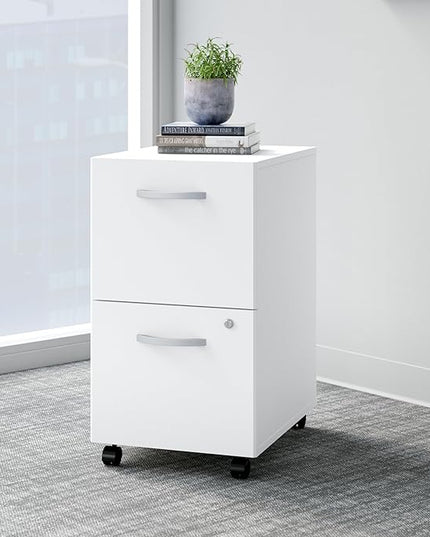 Bush EO108WHSU 2-Drawer Vertical File Cabinet Locking Ltr/Lgl Pure White 20.16-Inch - LeafyLoom