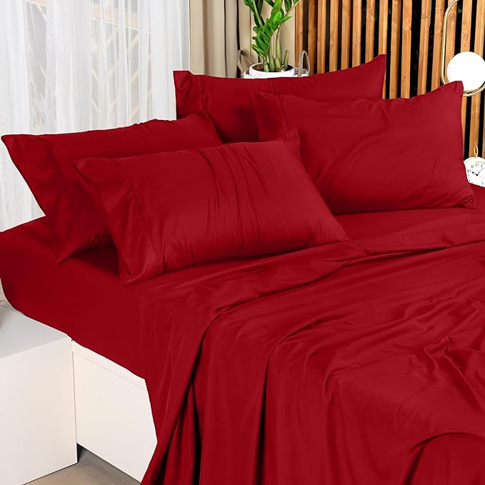 Utopia Bedding Queen Bed Sheets Set - 4 Piece Bedding - Brushed Microfiber - Shrinkage and Fade Resistant - Easy Care (Queen, Red) - LeafyLoom