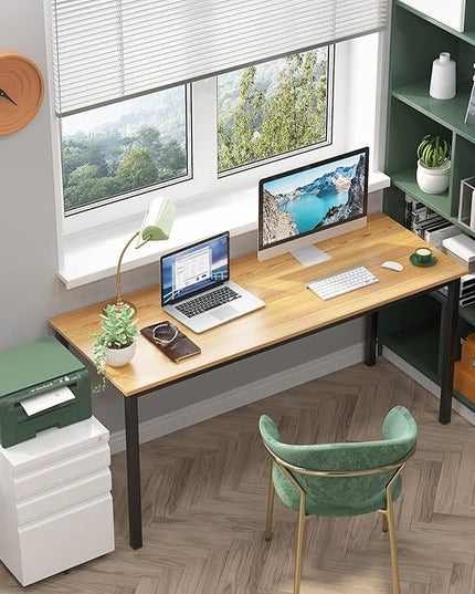 sogesfurniture Computer Desk 63 inches Large Size Office Desk Gaming Desk Computer Table with BIFMA Certification Sturdy Office Desk Writing Desk,Teak with Black Leg BHUS-AC3BB-160 - LeafyLoom