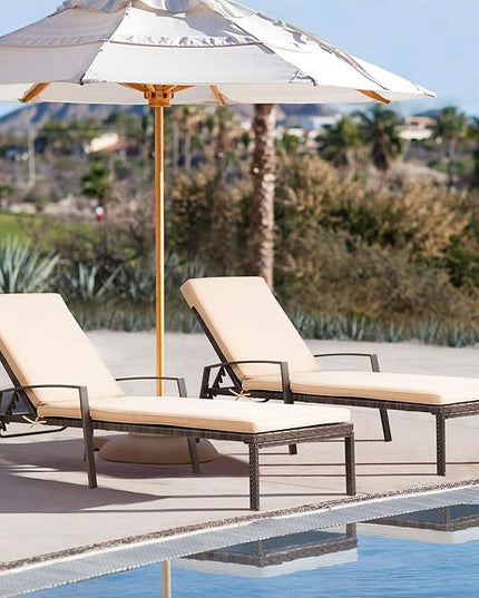 Pamapic Patio Lounge Chair, Patio Chaise Lounges with Thickened Cushion, PE Rattan Steel Frame Pool Lounge Chair Set for Patio Backyard Porch Garden Poolside(Beige) - LeafyLoom