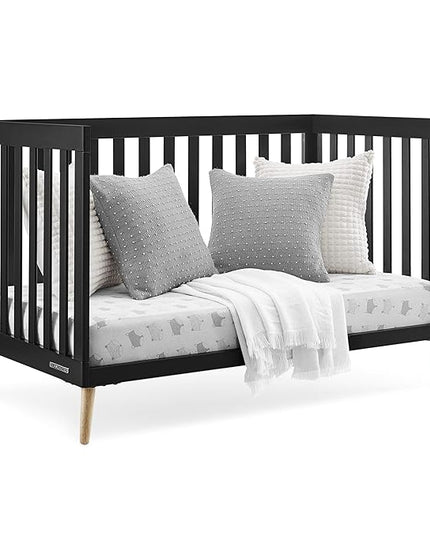Delta Children Essex 4-in-1 Convertible Baby Crib, Ebony with Natural Legs - LeafyLoom